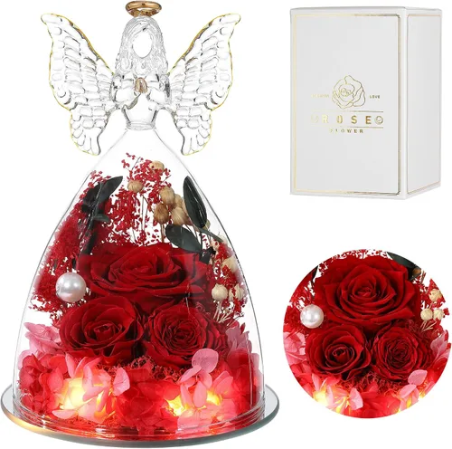 Miniatura 11 de Ocosy Regalos de rosas para el Día de la Madre para ella, regalos de rosas grandes para mujeres, rosas reales para siempre en figuras de ángel
