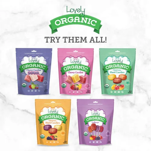 Miniatura 4 de Caramelos masticables orgánicos ácidos, bolsa de 5 onzas, sabor a frambuesa, manzana y cereza, sin HFCS, gluten o ingredientes falsos, 100% veganos
