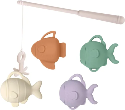 haakaa Juego de juguetes de pesca de baño para bebés, juguete de pesca de silicona de grado alimenticio sin moho para niños de 3 a 5 años, juguetes