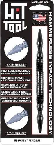 Miniatura 6 de HIT Tool s Juego de uñas 2 en 1 con resorte – Doble punta de 1/32 pulgadas y 2/32 pulgadas sin martillo – Herramienta de perforación ligera de alto