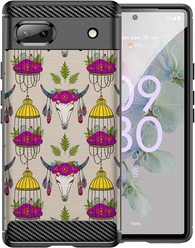 Miniatura 20 de CasesOnDeck Black TPU Case Compatible with Google Pixel 6A (2022) / Pixel 6A Case Slim Minimalistic Flexible Textured Cover -Bass Fishing
