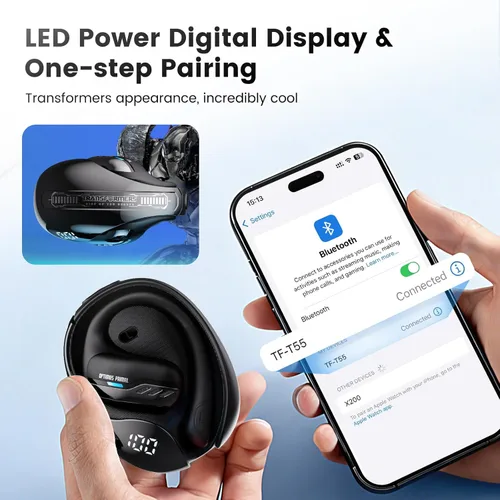 Miniatura 4 de Transformers Auriculares inalámbricos de oreja abierta Bluetooth 5.4 para correr y entrenar, auriculares sobre la oreja con ganchos impermeables