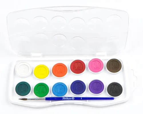 Miniatura 10 de Pelikan Juego de acuarela y pincel de plástico lavable junior, 12 colores, 1 cada uno (07501203), surtido