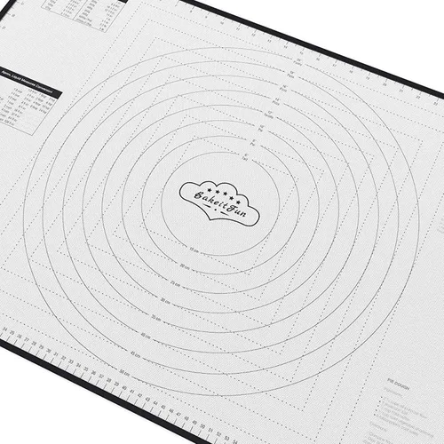 Miniatura 11 de Alfombrilla de silicona para repostería grande, alfombrilla antiadherente para amasar con marcas de medida en pulgadas y centímetros, cuadros