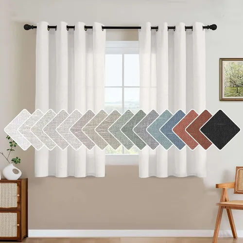Miniatura 57 de H.VERSAILTEX Elegant - Cortinas texturizadas de lino natural mezclado con eficiencia energética, filtrado de luz, con ojales de níquel