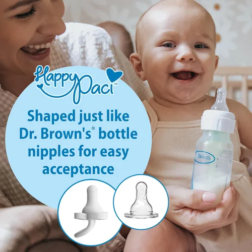 Miniatura 4 de Dr. Brown's HappyPaci - Chupete de bebé 100% de silicona, diseño contorneado de una pieza, negro/gris/blanco, 0.0-19.7 ft, sin BPA, paquete de 3