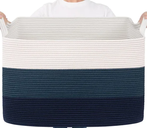 Miniatura 29 de Goodpick Cesta Grande de Almacenamiento de Juguetes, Cestas de Cuerda de Algodón Gris Contenedor de Almacenamiento de Juguetes para Bebé, Niños