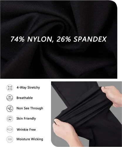 Miniatura 4 de Pantalones de vestir de cintura alta para mujer, corte de bota, cintura elástica, sin botones, color negro, pantalones de trabajo para mujer