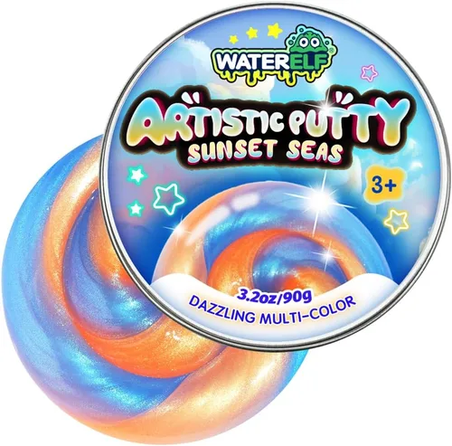 Miniatura 10 de WATERELF Masilla de slime Galaxy para niños, regalo del día del niño, juguetes sensoriales para terapia artística, juguetes para niños y niñas, Rojo