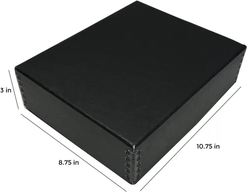 Miniatura 2 de Lineco, Caja de almacenamiento de archivos de museo de 8 x 10, diseño frontal con borde de metal, sin ácidos, protector para fotos, documentos, Negro