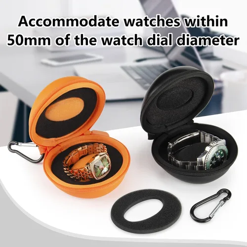 Miniatura 4 de HELMDY Paquete de 2 fundas de reloj de viaje para hombres, organizador de relojes portátil, 1 ranura para mujeres, se adapta a todos los relojes