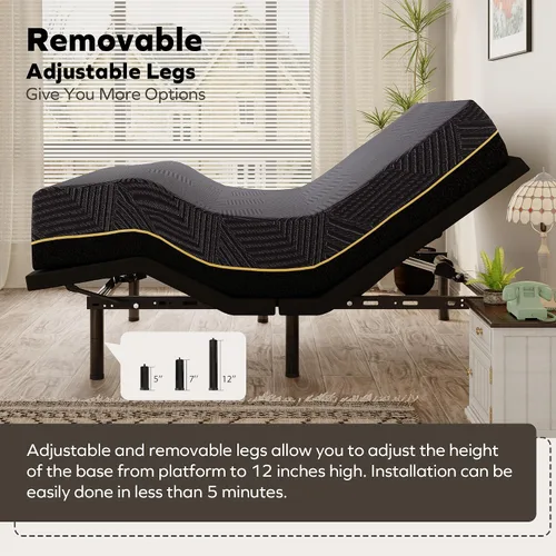 Miniatura 4 de MLILY EGOHOME - Base de cama ajustable individual XL con patas ajustables, base de cama eléctrica plegable de metal con control remoto inalámbrico