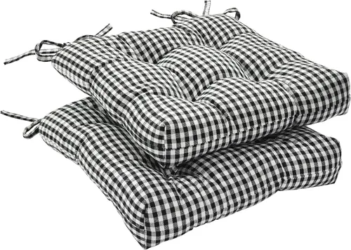 Miniatura 13 de Lush Decor Gingham Check - Servilleta teñida de hilo a cuadros, 18.0 x 18.0 in, color blanco roto y negro