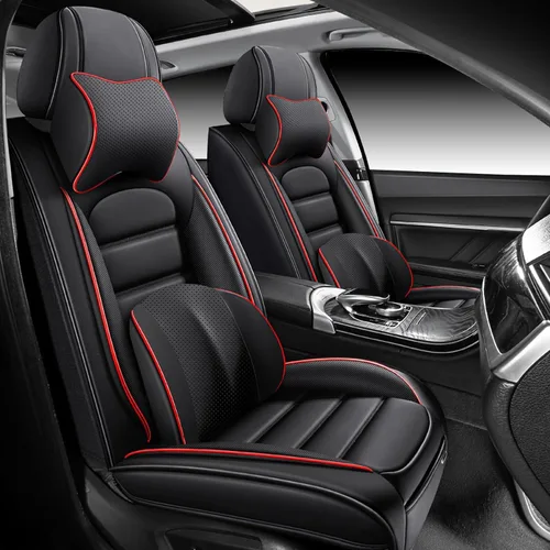 Miniatura 20 de Fundas de asiento para Chevrolet Chevy Aveo 2004-2011, funda de asiento de automóvil de piel sintética, compatible con bolsa de aire, protector