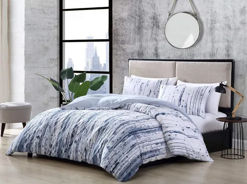 Miniatura 13 de City Scene - Juego de funda de edredón tamaño King, ropa de cama 100% algodón suave para comodidad durante todo el año, juego de cama de 3 piezas