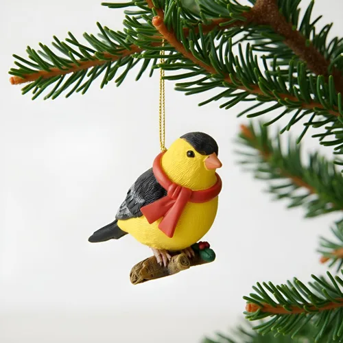 Miniatura 3 de Goldfinch - Figura colgante para árbol de Navidad, regalo para amantes de los pájaros, decoración de árbol de Navidad, adorno festivo de vida