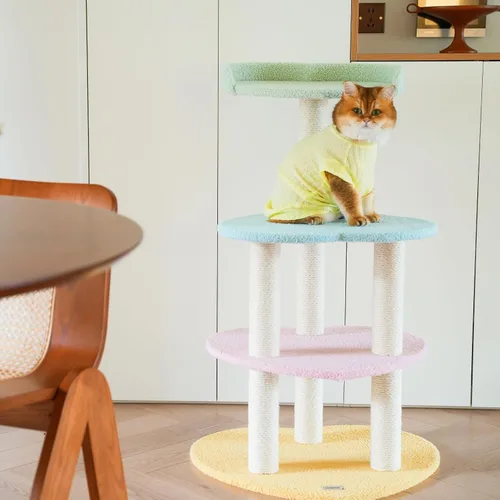 Miniatura 7 de VETRESKA Árbol para gatos Torre para gatos de 38.6'' para gatos de interior con postes de rascado cubiertos de yute y plataforma en forma de Árbol