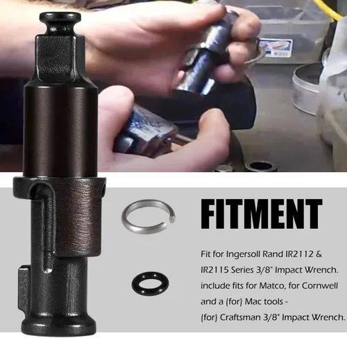 Miniatura 4 de Yunque de repuesto de llave de impacto de 3/8 pulgadas con junta tórica y clip de retención apto para Ingersoll Rand IR2112 e IR2115 reemplaza parte