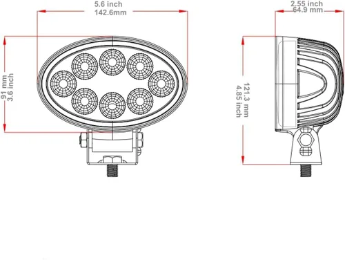 Miniatura 6 de Luz de inundación LED ovalada de 12V/24V, 2PACK barra de luz LED de 5.5 pulgadas y 24W, luz de trabajo LED trasera de cabina impermeable