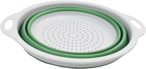Miniatura 2 de SAMMART Colador plegable de 2.6 L (0.68 galones), colador de platos plegable, colador portátil y que ahorra espacio (gris/verde mar oscuro, 1)