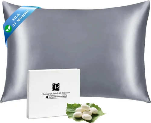 Miniatura 9 de Ravmix - Juego de 2 fundas de almohada de seda para cabello y piel con cremallera oculta, juego de 2 fundas de almohada de seda de morera 21Momme