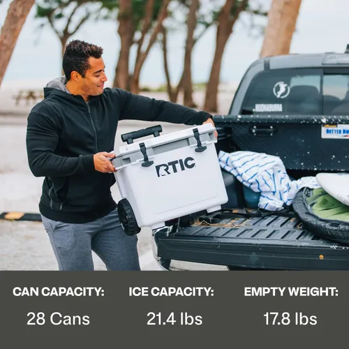 Miniatura 4 de RTIC - Enfriador con ruedas ultraligero de 22 cuartos de galón con asa, caja de hielo portátil aislada para playa, bebidas, camping, picnic, pesca