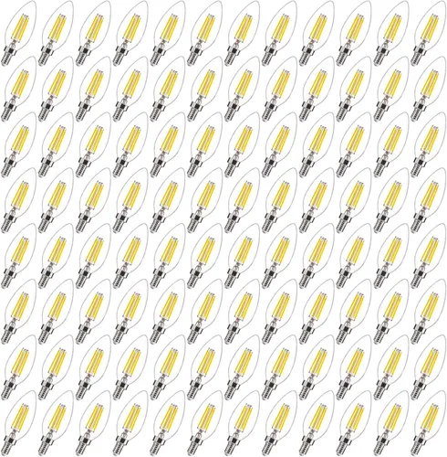 Miniatura 12 de FLSNT Amber LED Candelabra Light Bulbs 40W Equivalent, B11 E12 LED Chandelier Bulbs, 2200K Warm White, Dimmable, 330LM, 96 Pack UL,CA65 Listed.