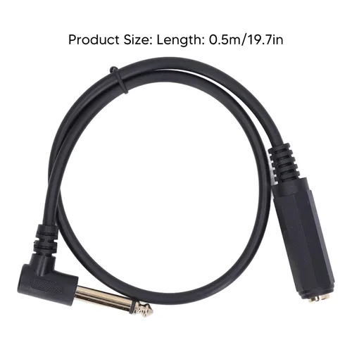 Miniatura 7 de Fydun Cable de sonido 1.6 ft mono ángulo recto 0.250 in macho a hembra Cable de extensión estéreo de alto rendimiento reemplazo para micrófono