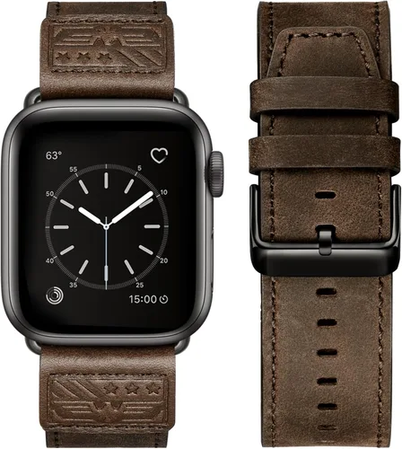 Miniatura 35 de SUNFWR Correas de cuero compatibles con Apple Watch de 1.61, 1.57, 1.5 pulgadas para hombres y mujeres, correa de repuesto de cuero genuino de grano