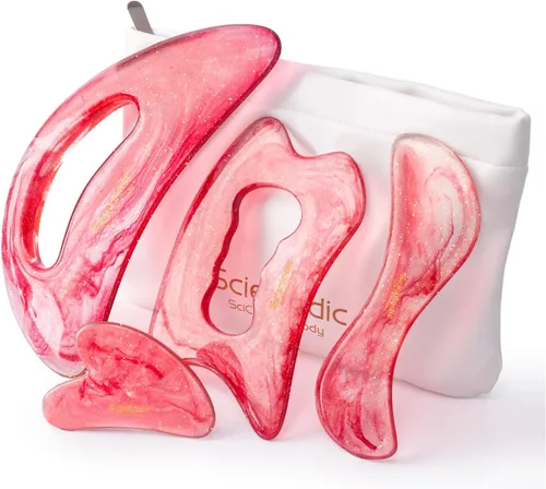 Miniatura 24 de Scienlodic Gua Sha - Herramienta de masaje con mango (resina), herramienta de raspado Guasha más grande para masaje de espalda, cuello, cara