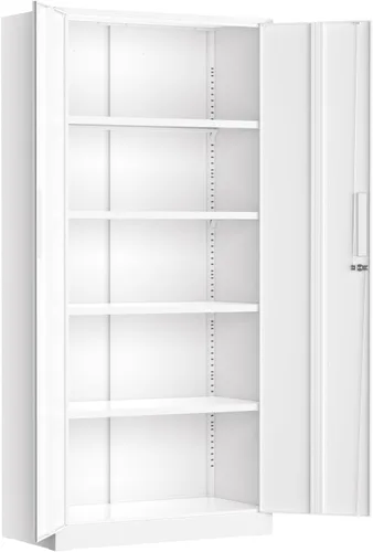 Miniatura 17 de Greenvelly Armario de almacenamiento de metal con cerradura, gabinete de almacenamiento cerrado negro de 72 pulgadas con 2 puertas y 4 estantes
