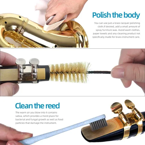 Miniatura 4 de Imelod Kit de limpieza de saxofón con estuche para flauta de clarinete alto tenor y otros estragos de viento y viento de madera, incluyendo paño