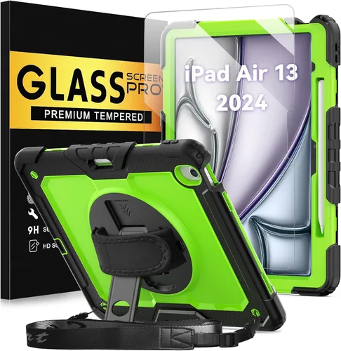 Miniatura 29 de BLOSOMEET Funda para iPad Air de 11 pulgadas M3 2025 y M2 2024 con protector de pantalla de vidrio templado y soporte para lápiz, funda para iPad