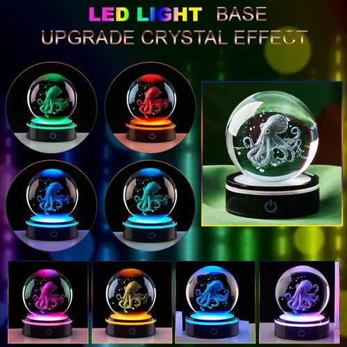 Miniatura 2 de Estatua de bola de cristal 3D, regalo de bola de vidrio del océano femenino, adecuada para amigas y amigos masculinos, graduados, amigos, colegas