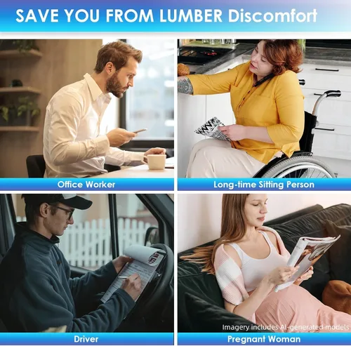Miniatura 5 de Cojín lumbar de espuma viscoelástica LoveHome con funda de malla 3D, con diseño de firmeza equilibrada para reducir el dolor de espalda, ideal