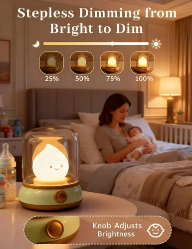 Miniatura 3 de Luz nocturna sonriente, lámpara de noche recargable con temporizador y llama de vela regulable, luz LED portátil para guardería, dormitorio