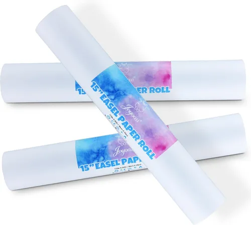 Joyooss Rollo de papel de caballete, rollo de papel artístico de dibujo para niños de 15 x 984 pulgadas (82 pies), paquete de 3 rollos de papel de