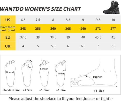 Miniatura 7 de Wantdo Botas de senderismo impermeables para mujer, botas de trabajo antideslizantes, cómodas botas de tobillo para exteriores con soporte de arco
