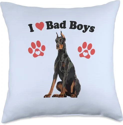 Miniatura 5 de Funny Doberman Pet Dog Mom Gifts Women I Love Bad Boys Funny Male Doberman Puppy Dog Mom Broma Quote Pillow de 16 x 16 pulgadas, multicolor