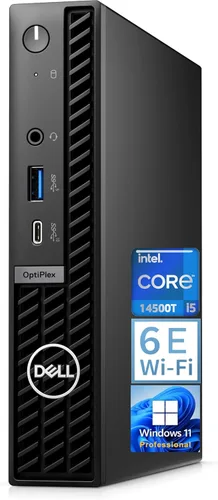 Dell OptiPlex 7020 - Computadora de escritorio con factor de forma micro, Intel 14-Core i5-14500T, 16GB DDR5, 512GB PCIe SSD, WiFi 6E, HDMI, 2