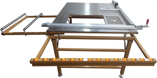 Miniatura 4 de Sierra de mesa con soporte para cortar madera con altura de hoja ajustable para fabricación de muebles, carpintería plegada y corte diagonal de 45°