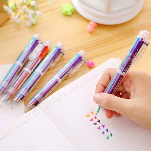 Miniatura 4 de Hutou Paquete de 4 bolígrafos multicolores 6 en 1 de 0.020 in, 6 colores, retráctiles, para niños, recuerdos de fiesta
