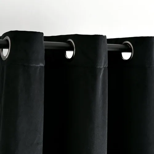 Miniatura 2 de Lush Decor Prima Velvet Sólido - Par de paneles de cortinas para ventana con ojales de filtrado de luz, 95" L x 38" A, Negro