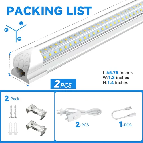 Miniatura 7 de CNSUNWAY Lámparas LED para tienda de 4 pies, luz LED en forma de D de 50W 7500LM 6500K luz blanca diurna, luz para garaje, enlazable con cubierta