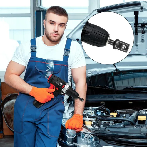 Miniatura 6 de Adaptador de impacto cuadrado para taladros, extensión de brocas de destornillador, adaptador de enchufe de impacto hexagonal para bricolaje Negro