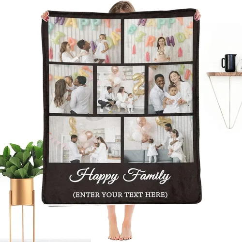 Miniatura 25 de HUGLAZY Mantas personalizadas con fotos, texto, mantas personalizadas con imagen, mantas personalizadas para papá con collage de fotos, manta