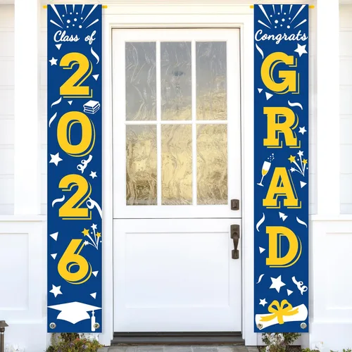 Miniatura 21 de Cartel de graduación para porche, letrero de clase, banderas colgantes de felicitaciones, escuela secundaria, universidad, fiesta, decoración