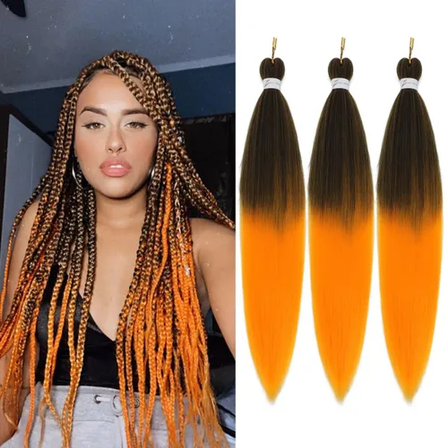 Miniatura 13 de Ginger Braiding Hair Pre Stretched #350 Easy Braids Yaki Texture Professional Synthetic Braiding Hair 30 Inches Hot Water Setting for Box Crochet
