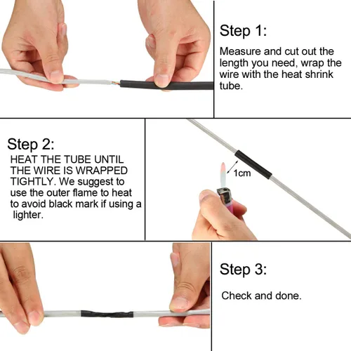 Miniatura 6 de Uxcell tubo termorretráctil, 4 "(100 mm) de diámetro, 162 mm de ancho plano, tubo reducible 2: 1, funda para cables de 1 m - Negro