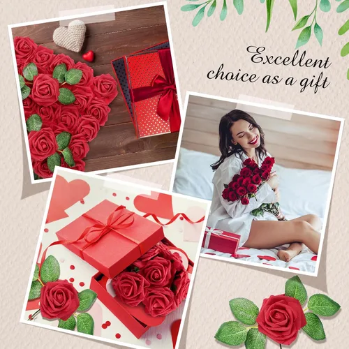 Miniatura 6 de Sherr 250 rosas artificiales a granel, rosas falsas con tallo, centro de mesa de flores sintéticas para boda, decoración del día de la madre, Borgoña